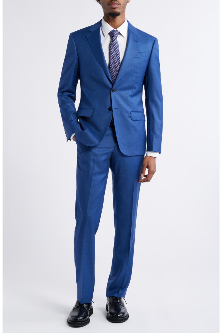 G Line Solid Blue Wool Suit, Main, color, HIGH BLUE