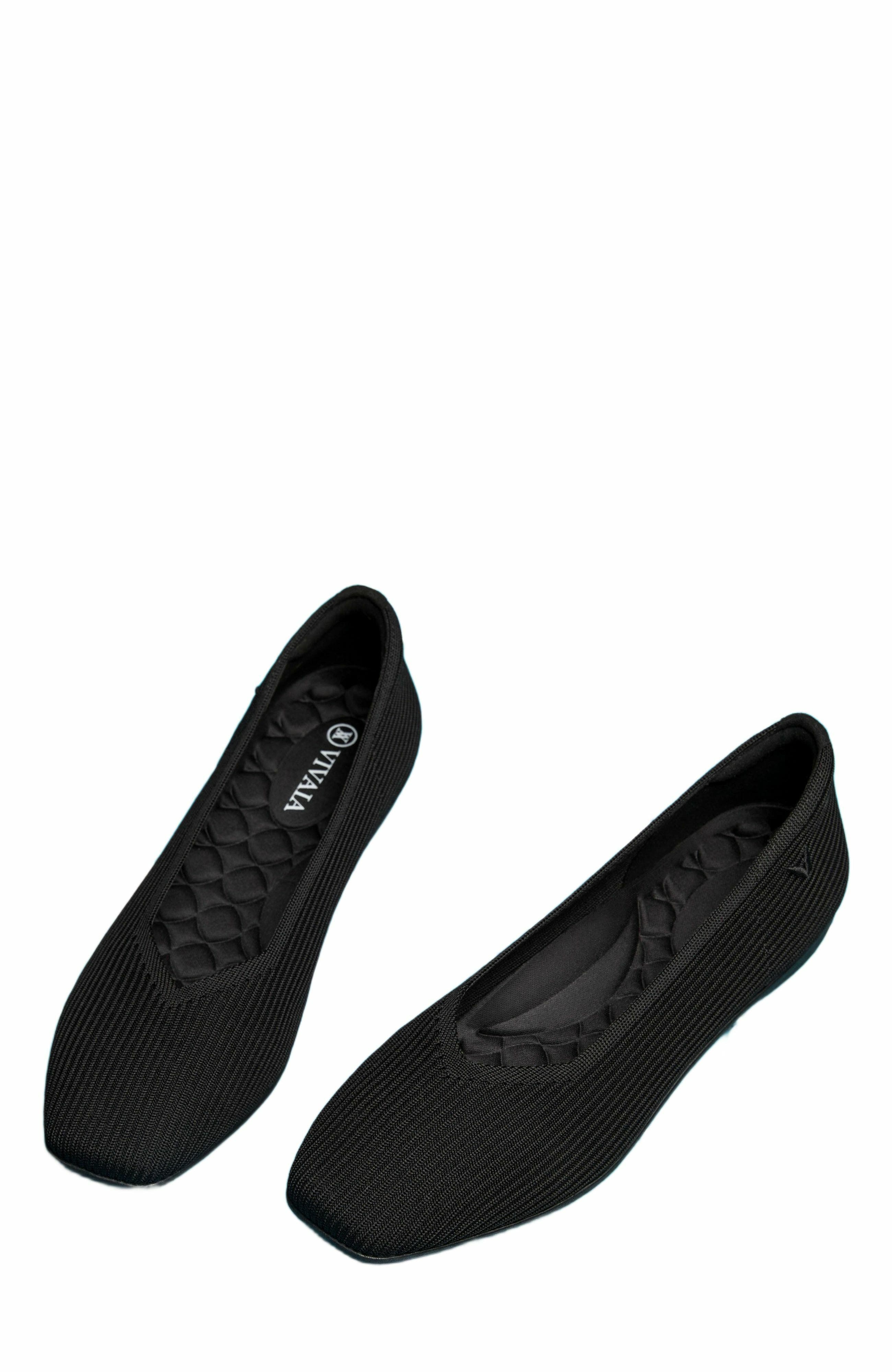 VIVAIA Lightweight Square-Toe V-Cut Flats, Alternate, color, Black
