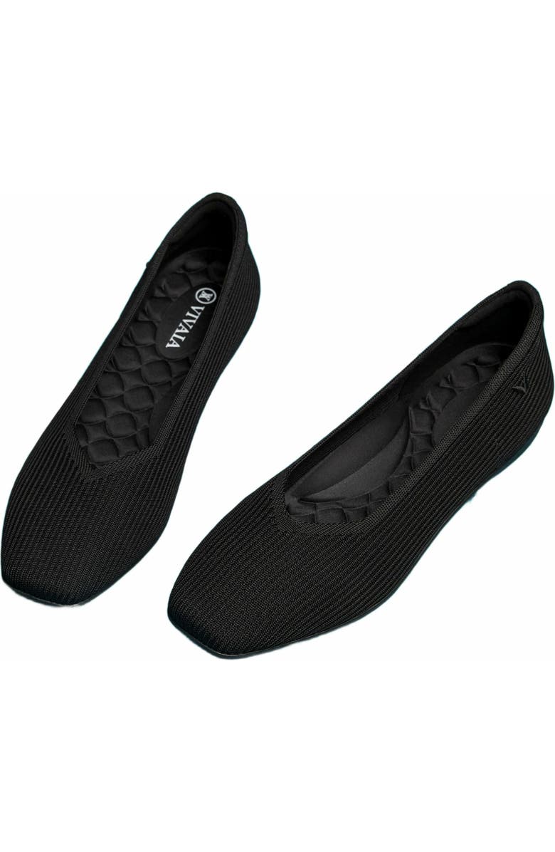 VIVAIA Lightweight Square-Toe V-Cut Flats, Alternate, color, Black