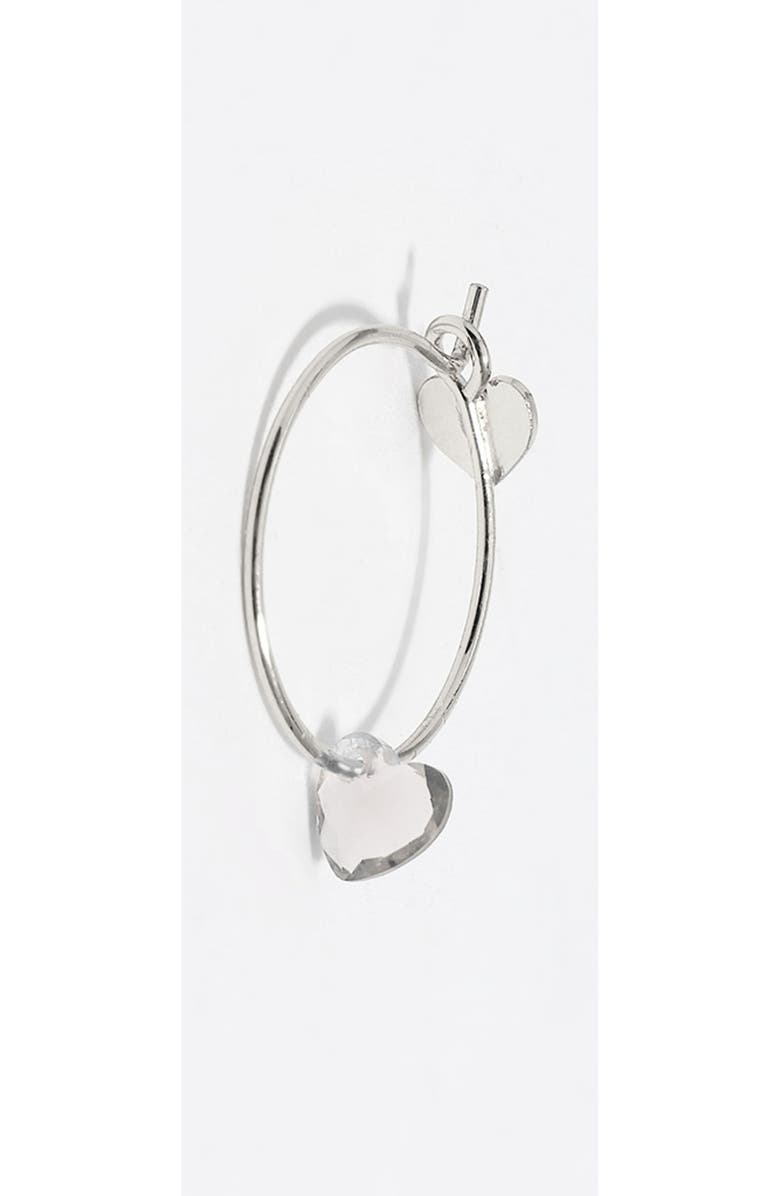 Bimba y Lola Heart Hoop Crystal Earrings, Alternate, color, Silver