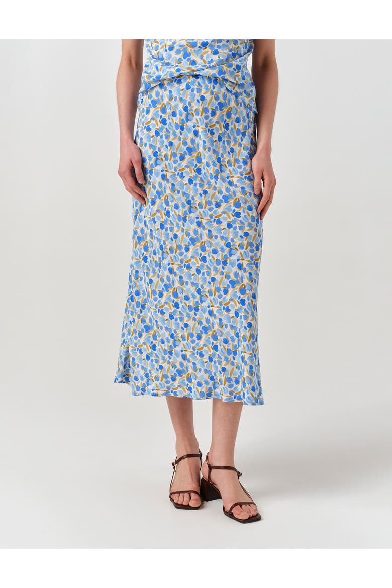Luna Satin Midi Slip Skirt, Main, color, Blue Tulip
