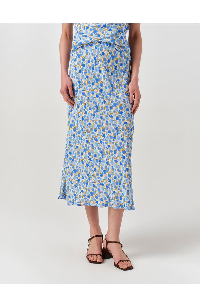Ghost London Luna Satin Midi Slip Skirt, Main, color, Blue Tulip