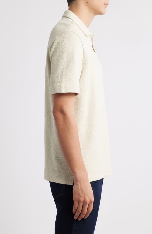 Hugo Boss Boss Pye Textured Johnny Collar Polo In Open White