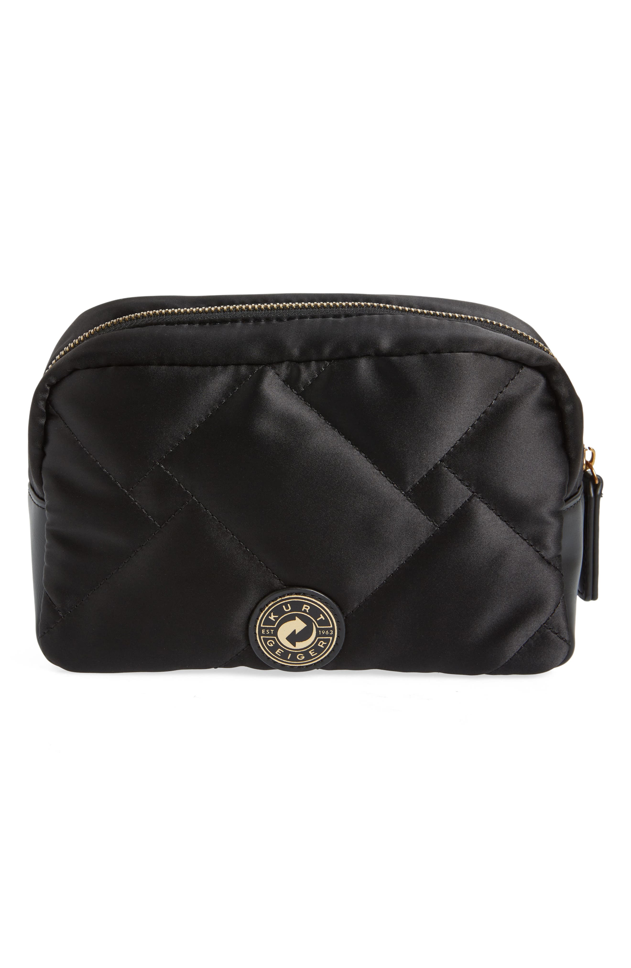 Kurt Geiger London Quilted Cosmetic Pouch, Alternate, color, 
