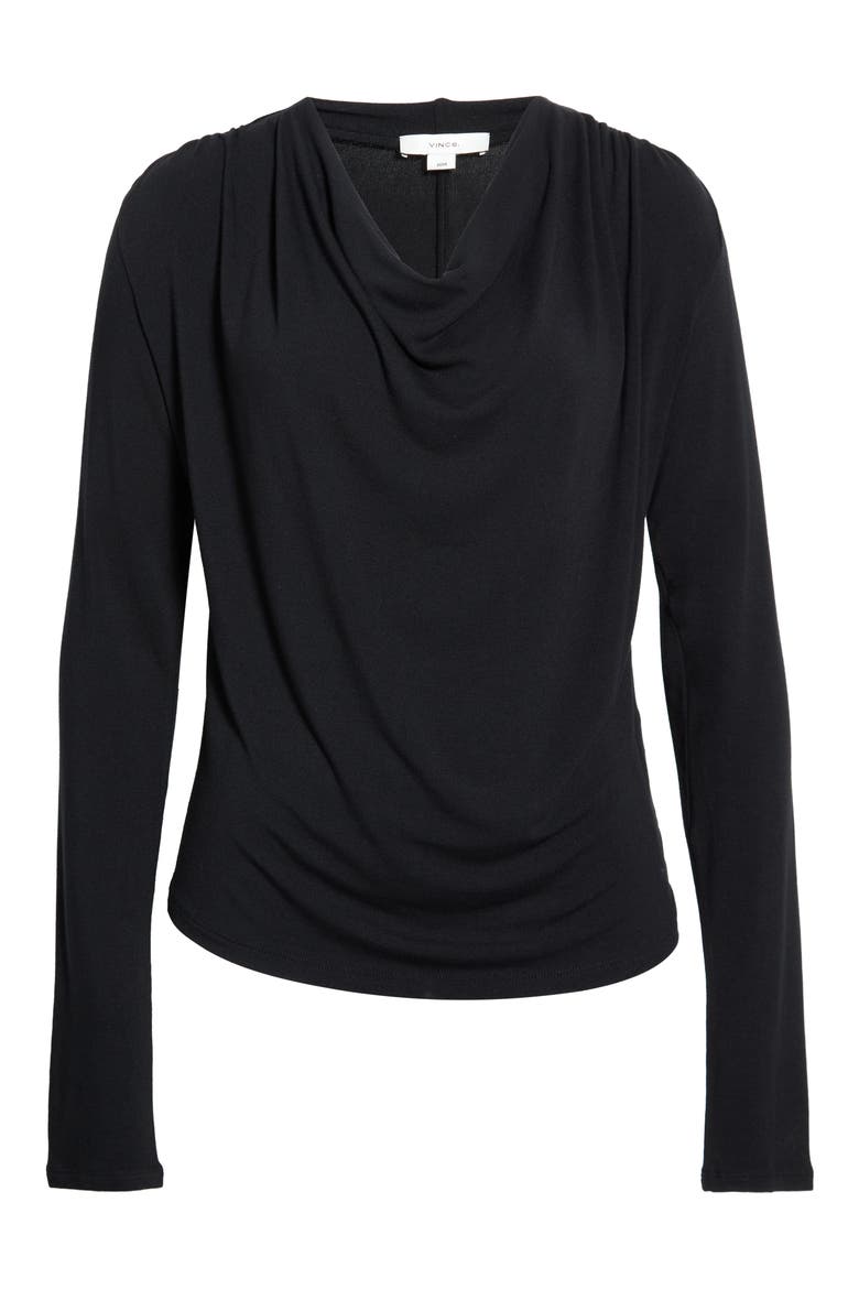 Cowl Neck Long Sleeve Top, Main, color, BLACK