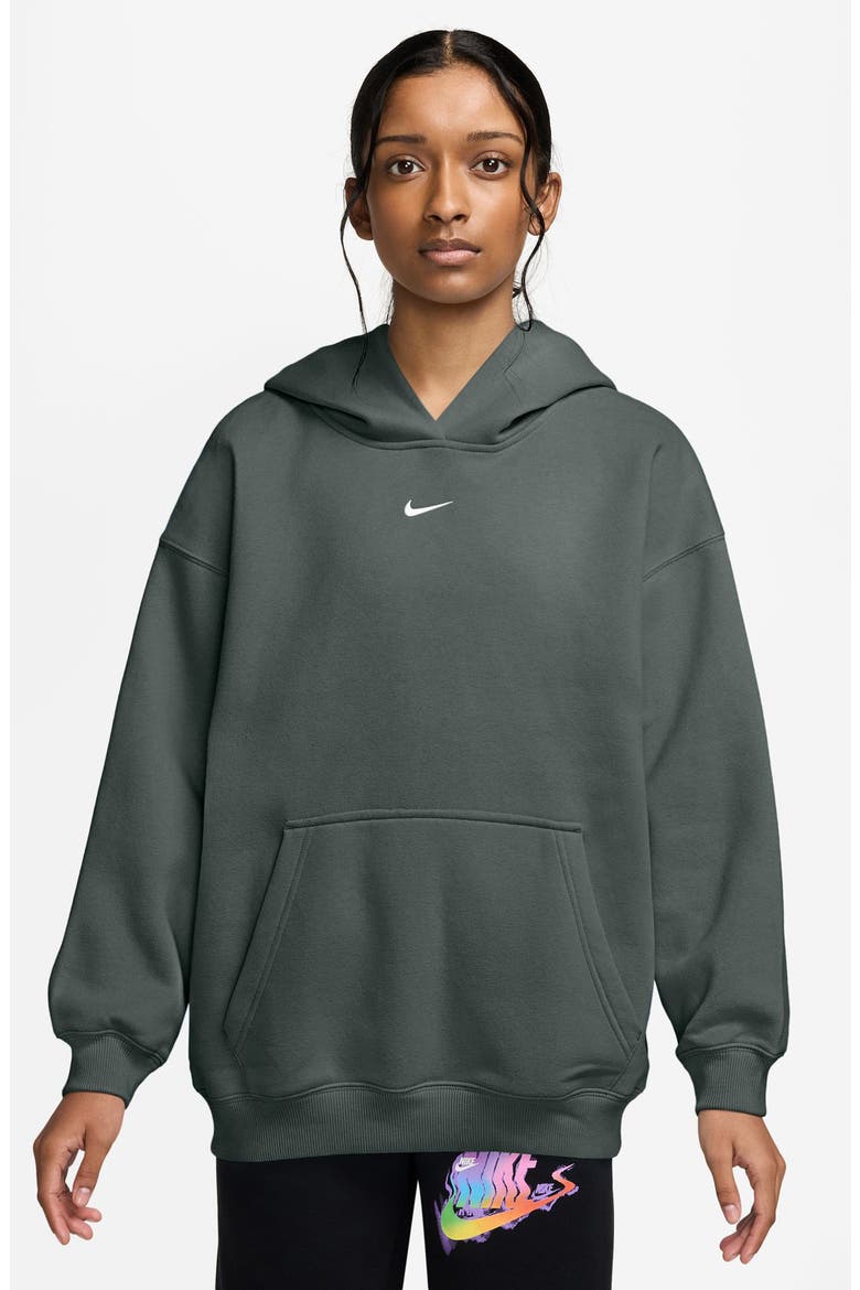 Kids' Sportswear Studio Oversize Fleece Hoodie, Main, color, CAMO GREEN/ WHITE