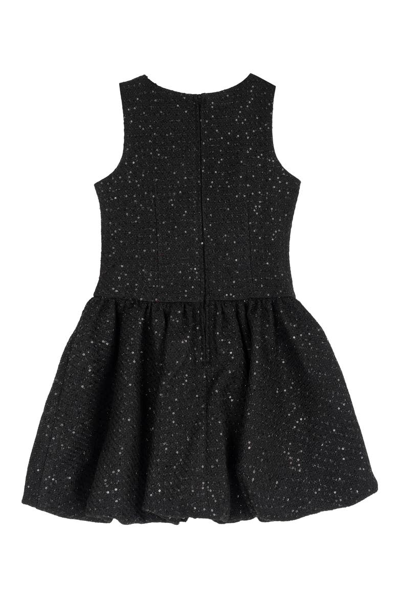 Kids' Sequin Boucle Bubble Dress, Alternate, color, BLACK