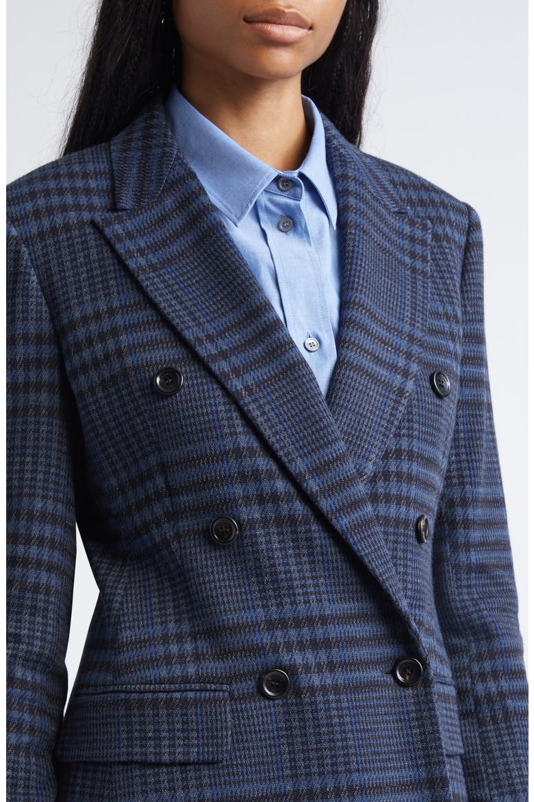 Bisso Plaid Cotton & Wool Double Breasted Blazer, Alternate, color, CHINA BLUE