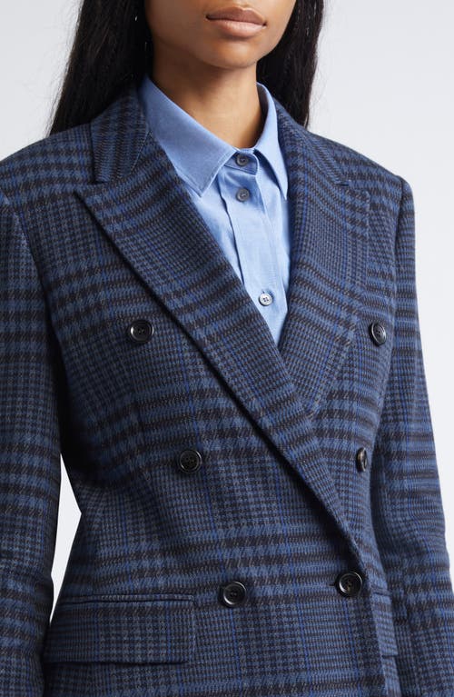 Max Mara Bisso Plaid Cotton & Wool Double Breasted Blazer In Blue