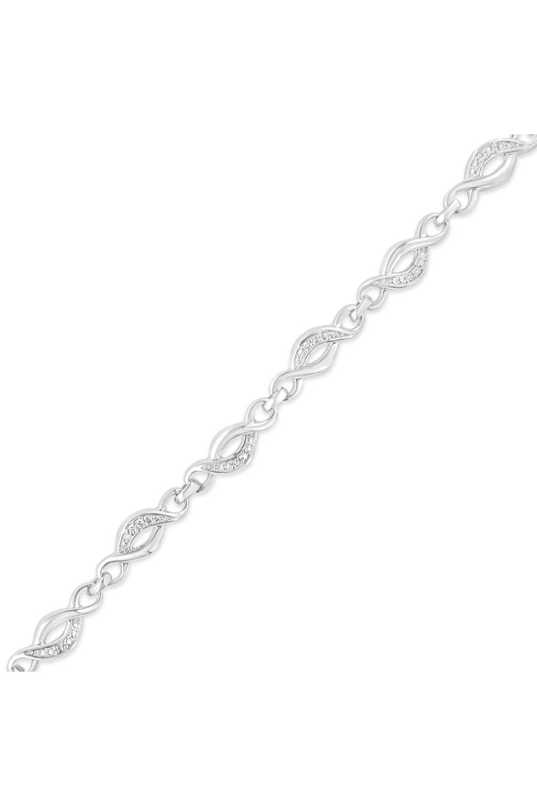 Silver Prong Set Diamond Accent Curved Spiral Link Bracelet, Alternate, color, White