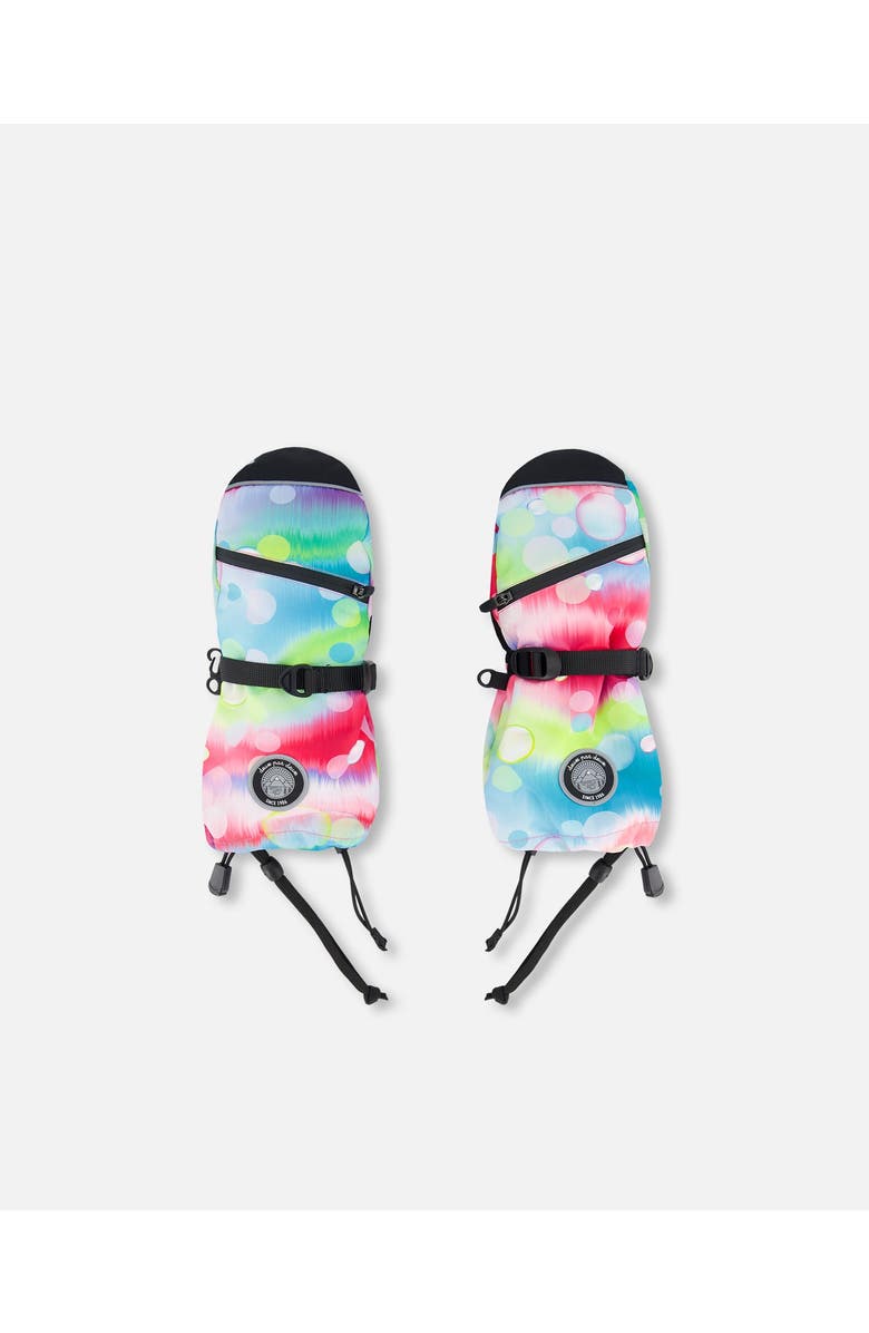 Deux par Deux Girl's Technical Mittens Printed Multicolor Bubbles, Main, color,