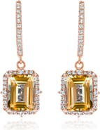 SUZY LEVIAN Semiprecious Stone Halo Drop Earrings