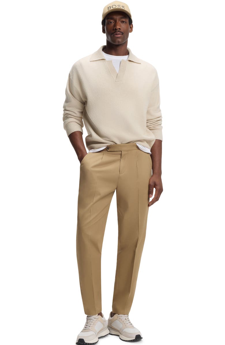 BOSS C-Ucari Long Sleeve Wool Polo Sweater, Alternate, color, Open White