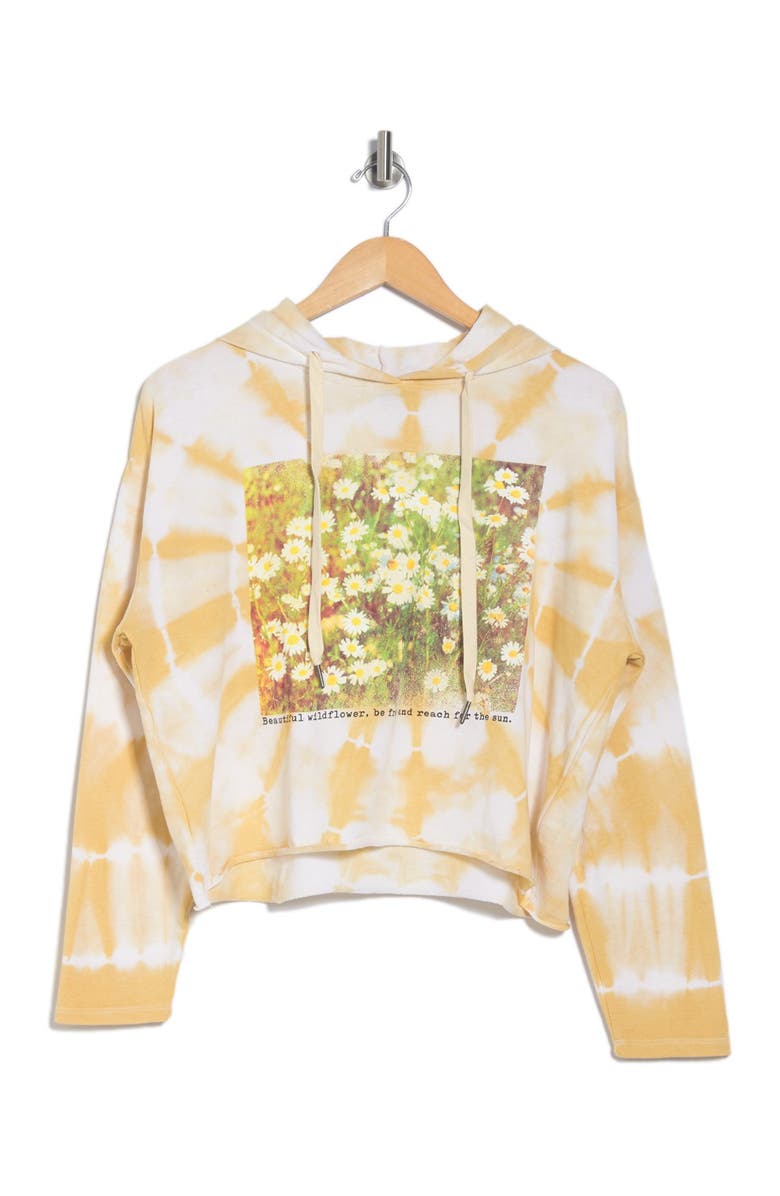 La La Land Creative Co Daisy Tie-Dye Crop Hoodie, Alternate, color, 