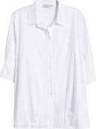 HARSHMAN Bernadina Elbow Sleeve Cotton Button-Up Shirt