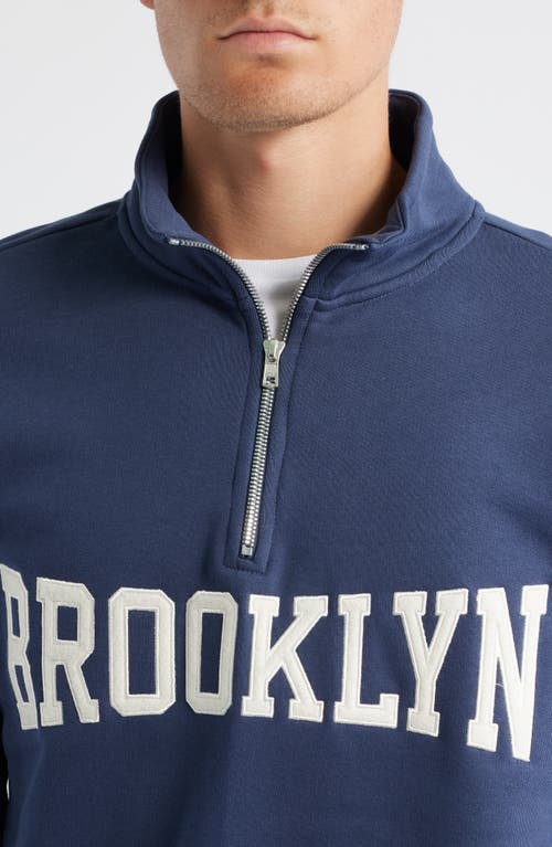 Brooklyn Industries Appliqué Half Zip Sweatshirt In Blue