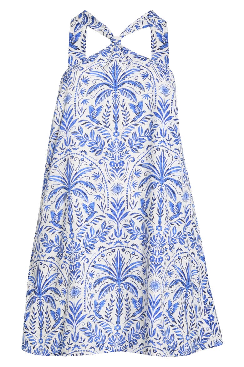 Ronan Floral Amory Halter Minidress, Alternate, color, WHITE BLUE MULTI
