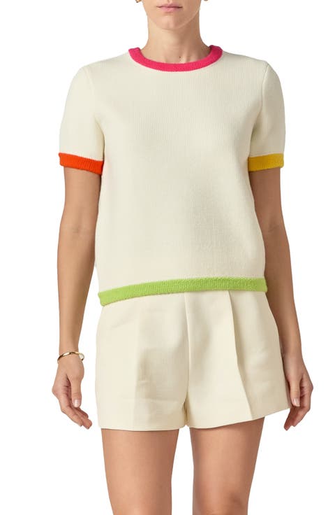Colorblock Short Sleeve Sweater