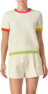 English Factory Colorblock Short Sleeve Sweater