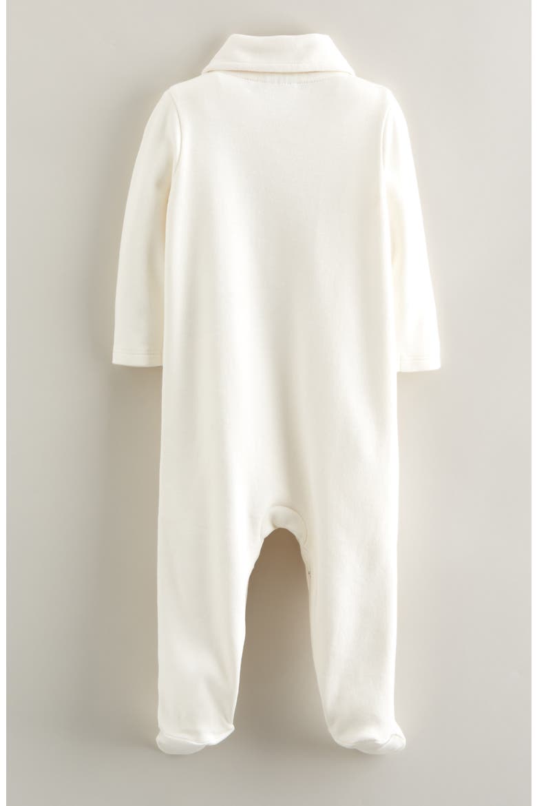 Embroidered Cotton Footie, Alternate, color, IVORY EGRET FOX FRIENDS