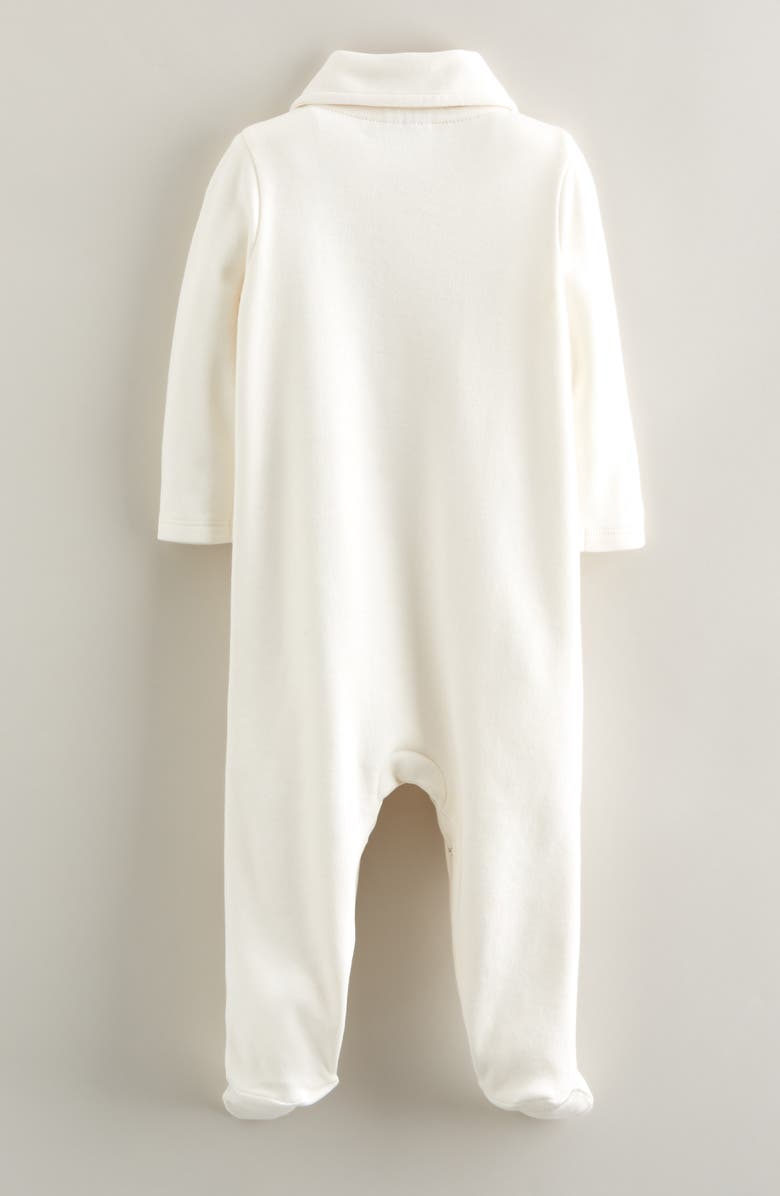 Nordstrom Embroidered Cotton Footie, Alternate, color, Ivory Egret Fox Friends