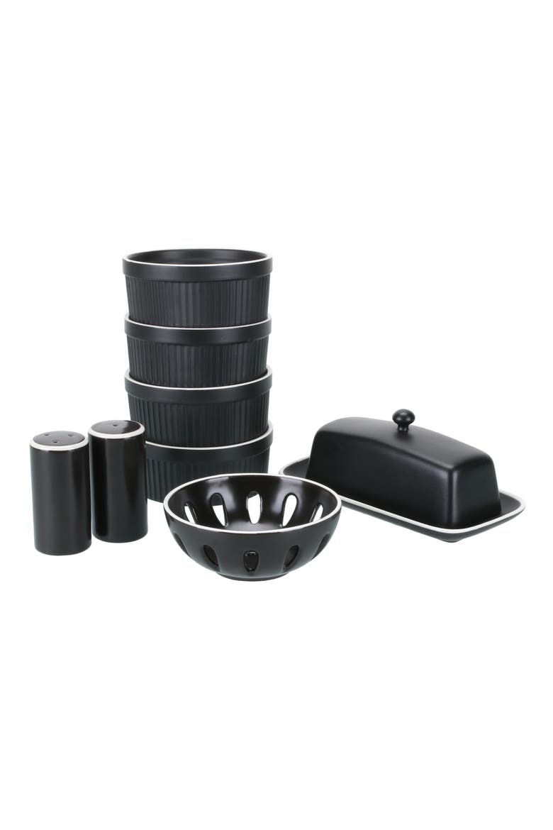 7-Piece Tabletop Ceramic Set, Main, color, BLACK