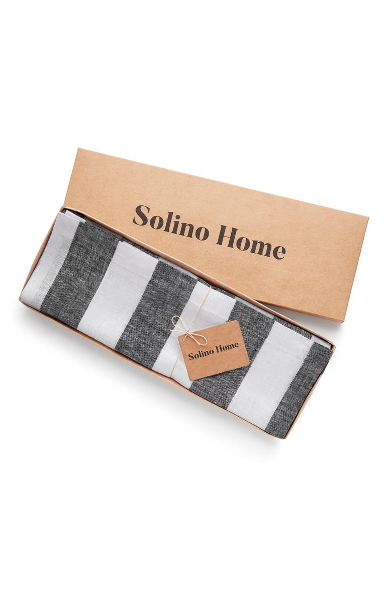 Solino Home Linen Placemats - Cabana Stripe, 14" x 19" Inch, Alternate, color, Black And White
