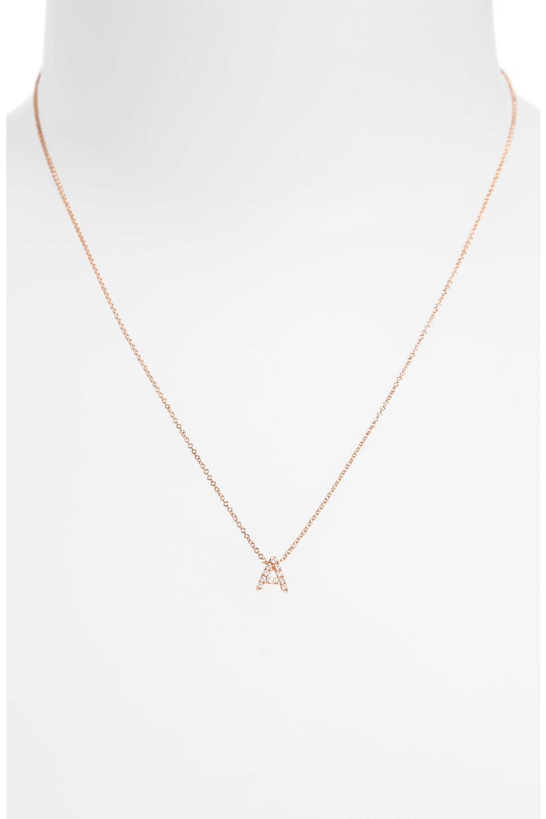 Diamond Pavé Initial Pendant Necklace, Alternate, color, 18K ROSE GOLD - A