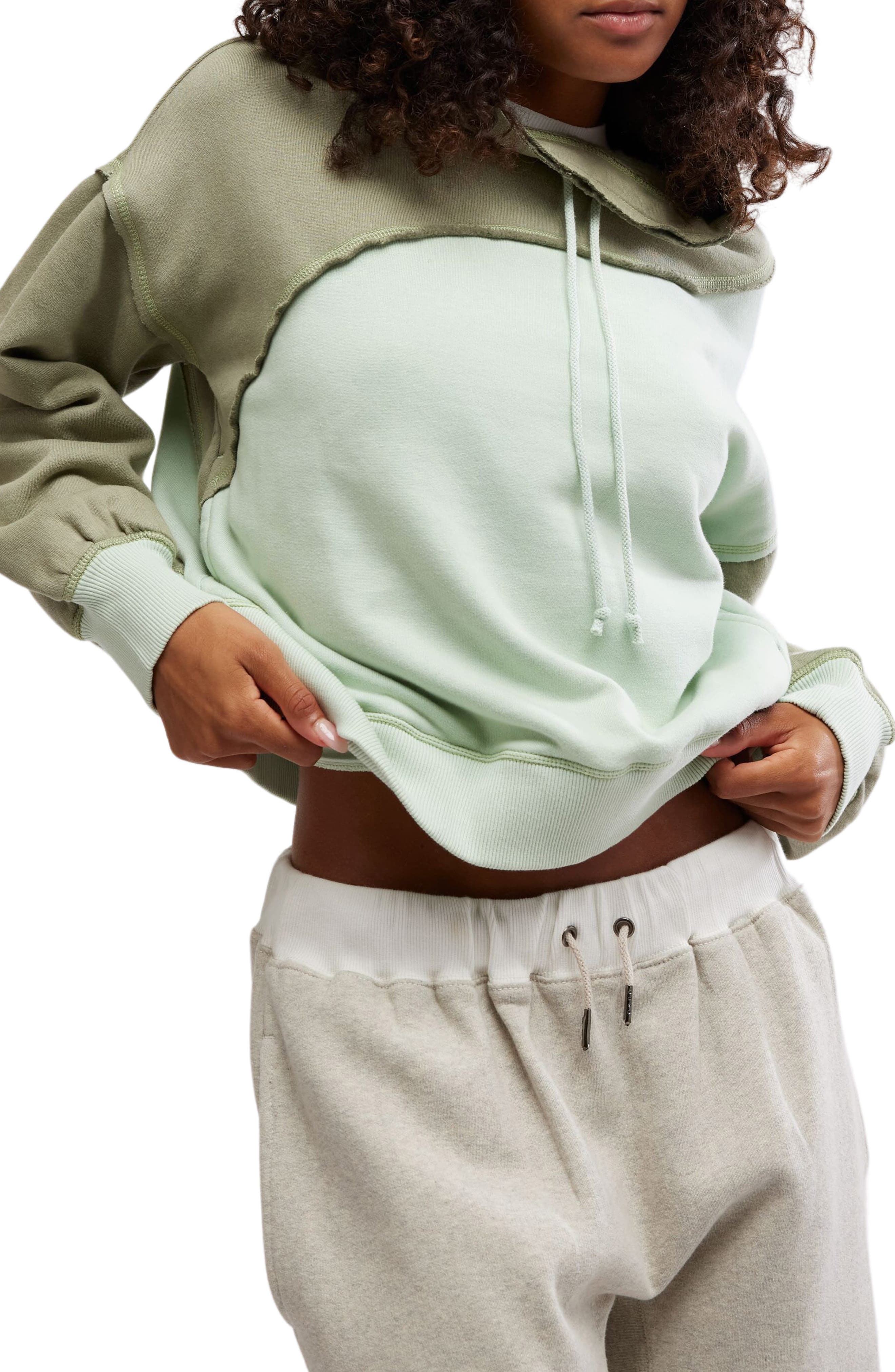 Free People FP Movement Homestretch Colorblock Tie Neck Sweatshirt