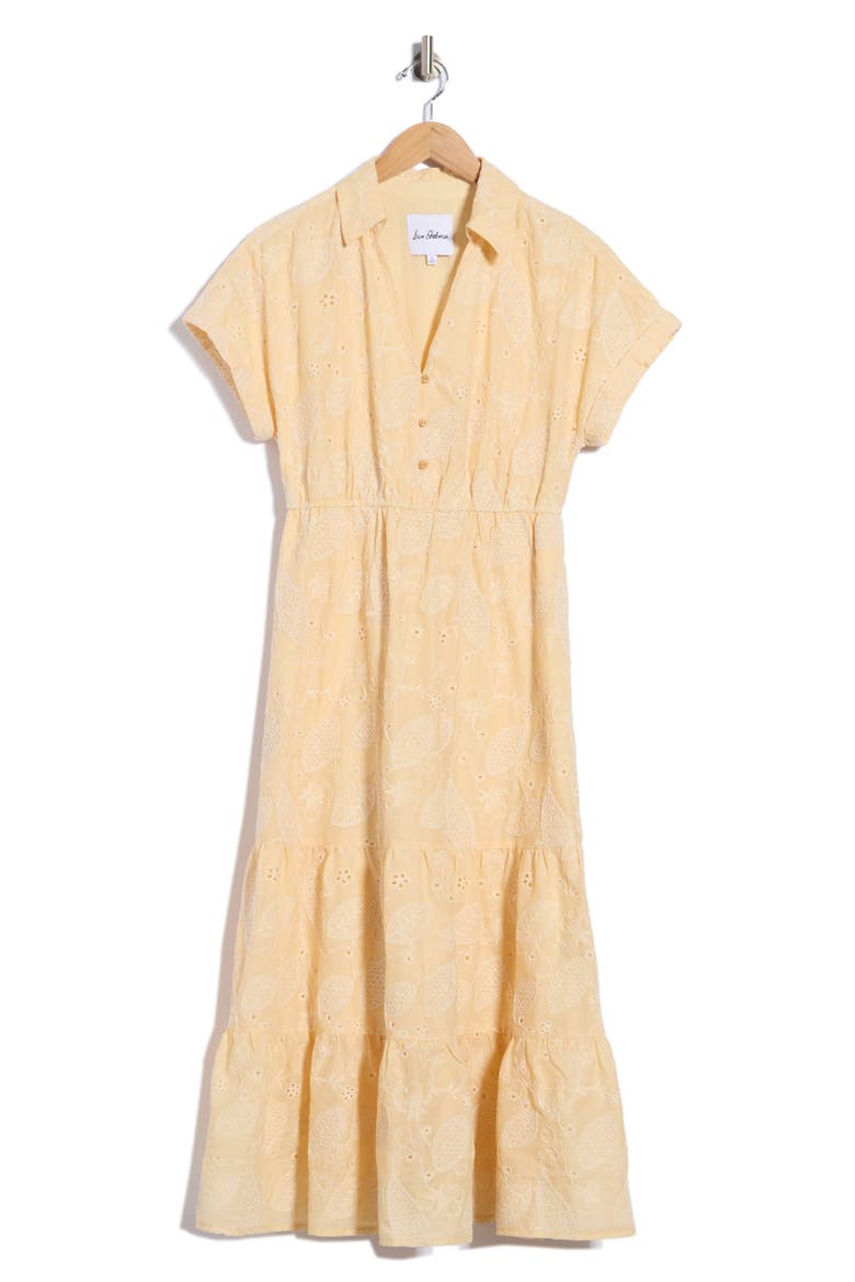 Leaf Print Shirtdress, Alternate, color, BUTTER