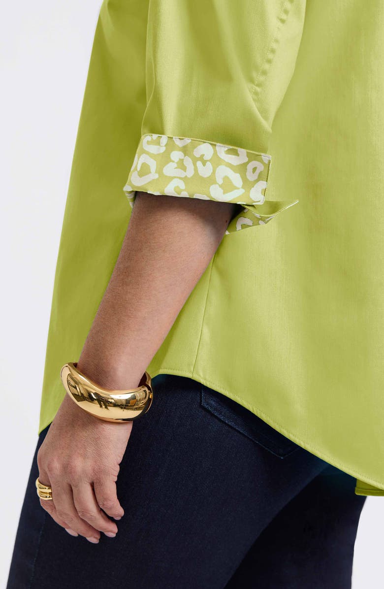 Foxcroft Margie Three-Quarter Sleeve Button-Up Shirt, Alternate, color, Chartreuse