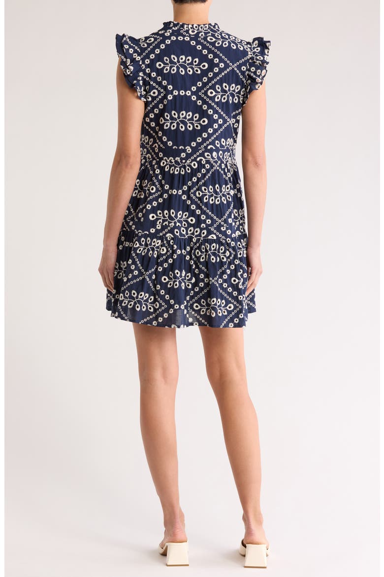 Flutter Sleeve Cotton Eyelet Minidress, Alternate, color, NAVY EYELET