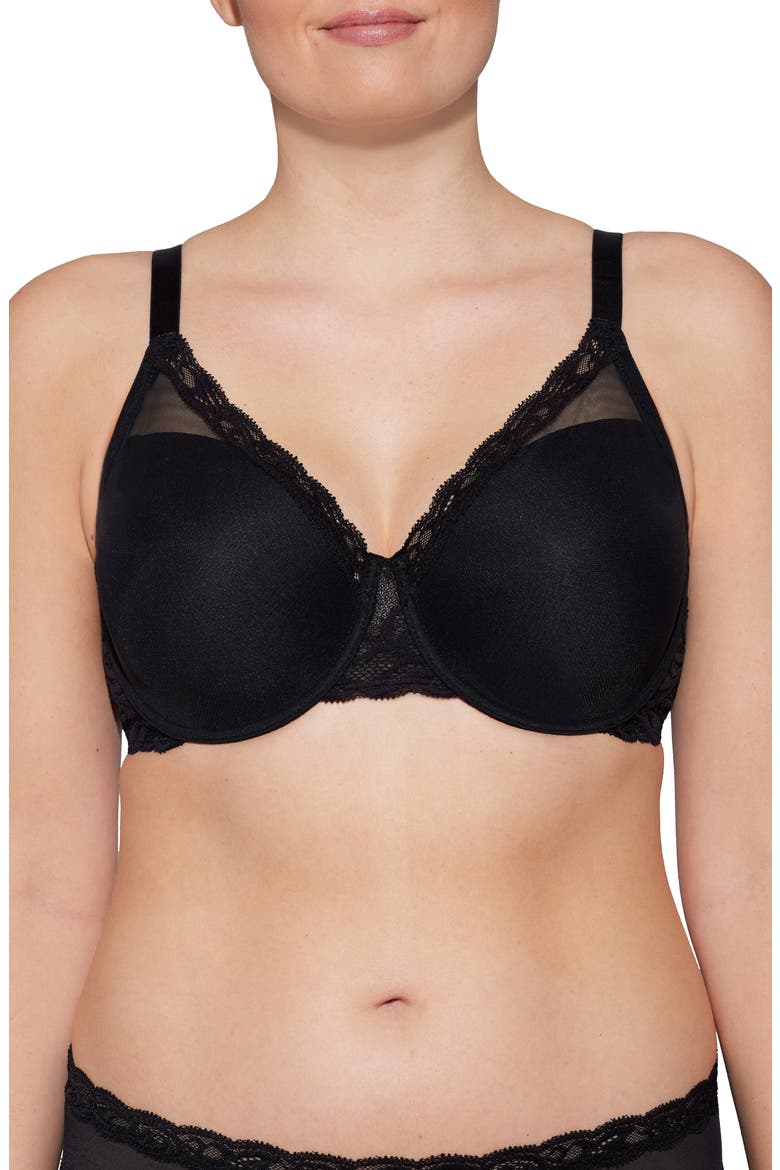 Feathers Full Figure Plunge T-Shirt Bra, Main, color, BLACK