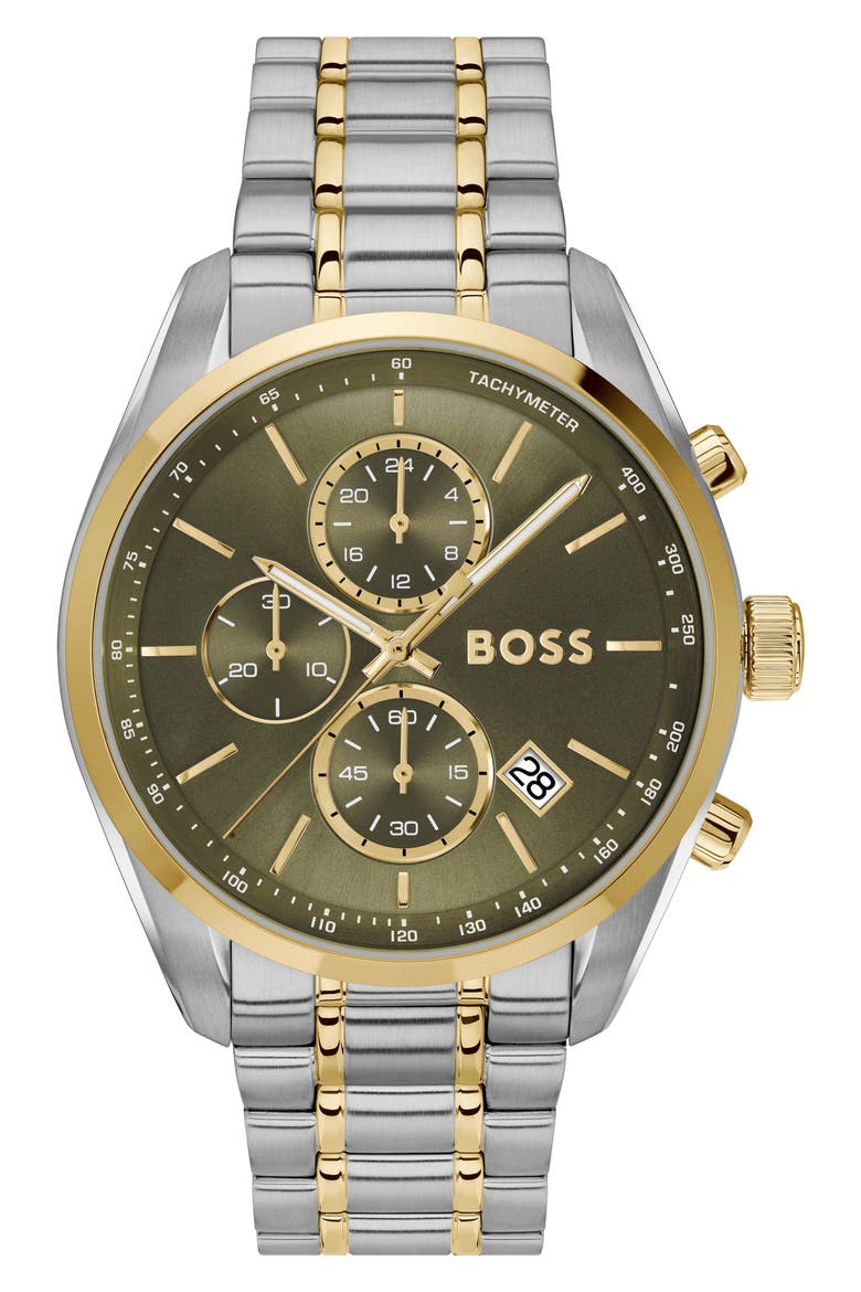 Grand Prix Bracelet Watch, 44.5mm, Main, color, GREEN DIAL