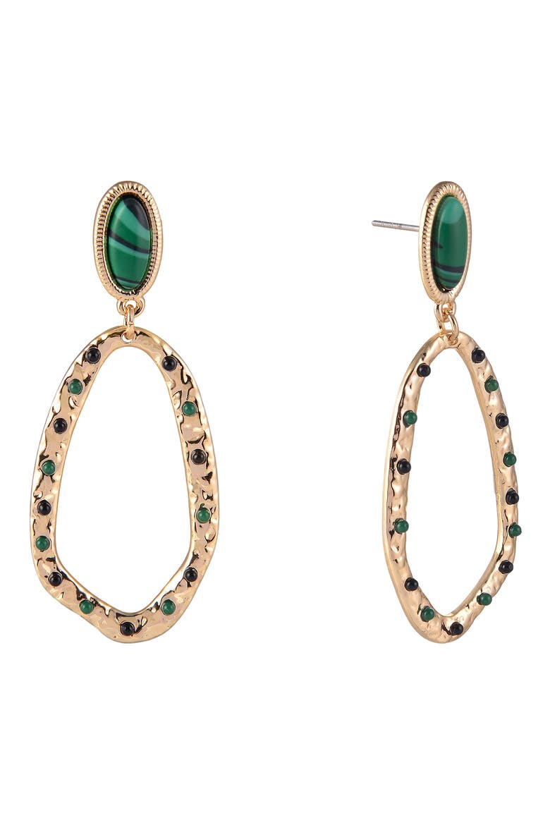 Open Ring Drop Earrings, Alternate, color, GREEN
