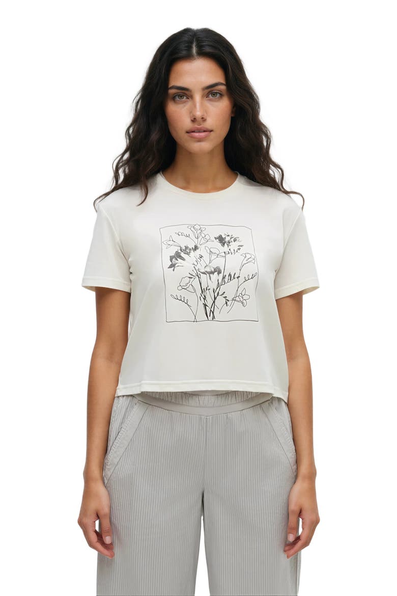 Floral Crop T-Shirt, Main, color, Undyed/Meteorite Black