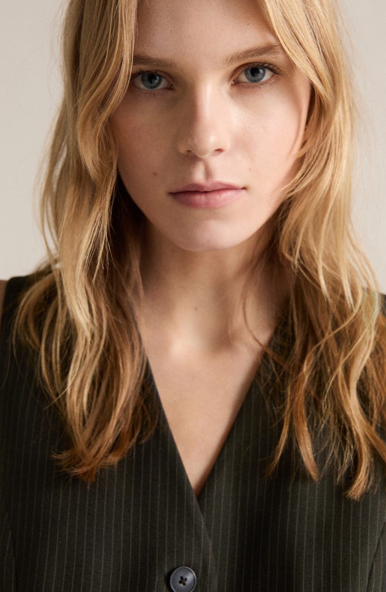 MANGO Pinstripe Sleeveless Jumpsuit, Alternate, color, 