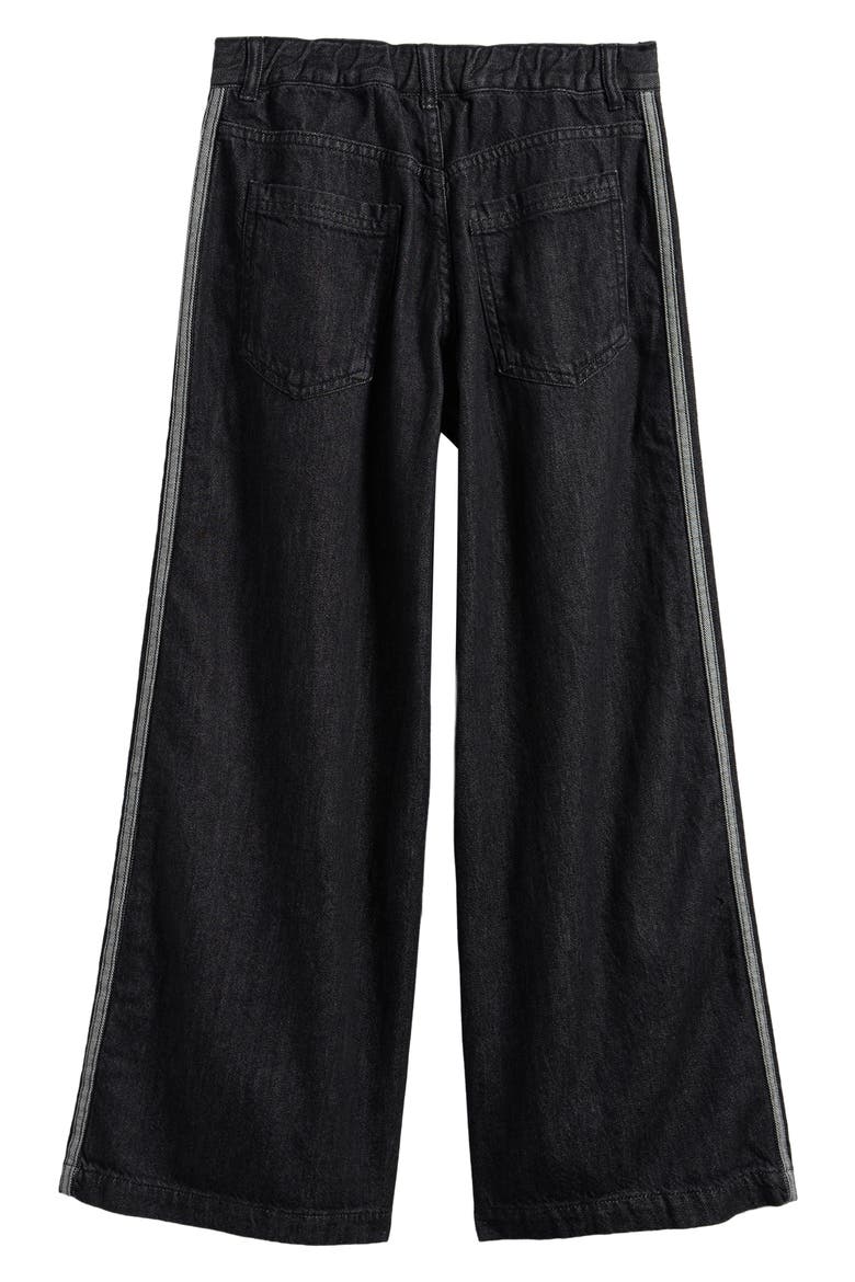 Kids' Pleated Wide Leg Jeans, Alternate, color, BLACK WASH