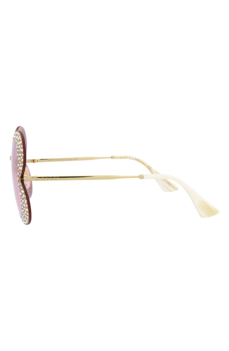 Gucci 65mm Special Edition Oversize Square Optical Glasses, Alternate, color, Gold Gold Pink