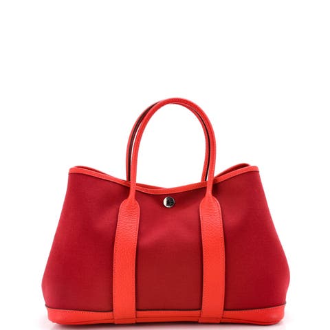 Garden Party Tote Toile and Leather 30