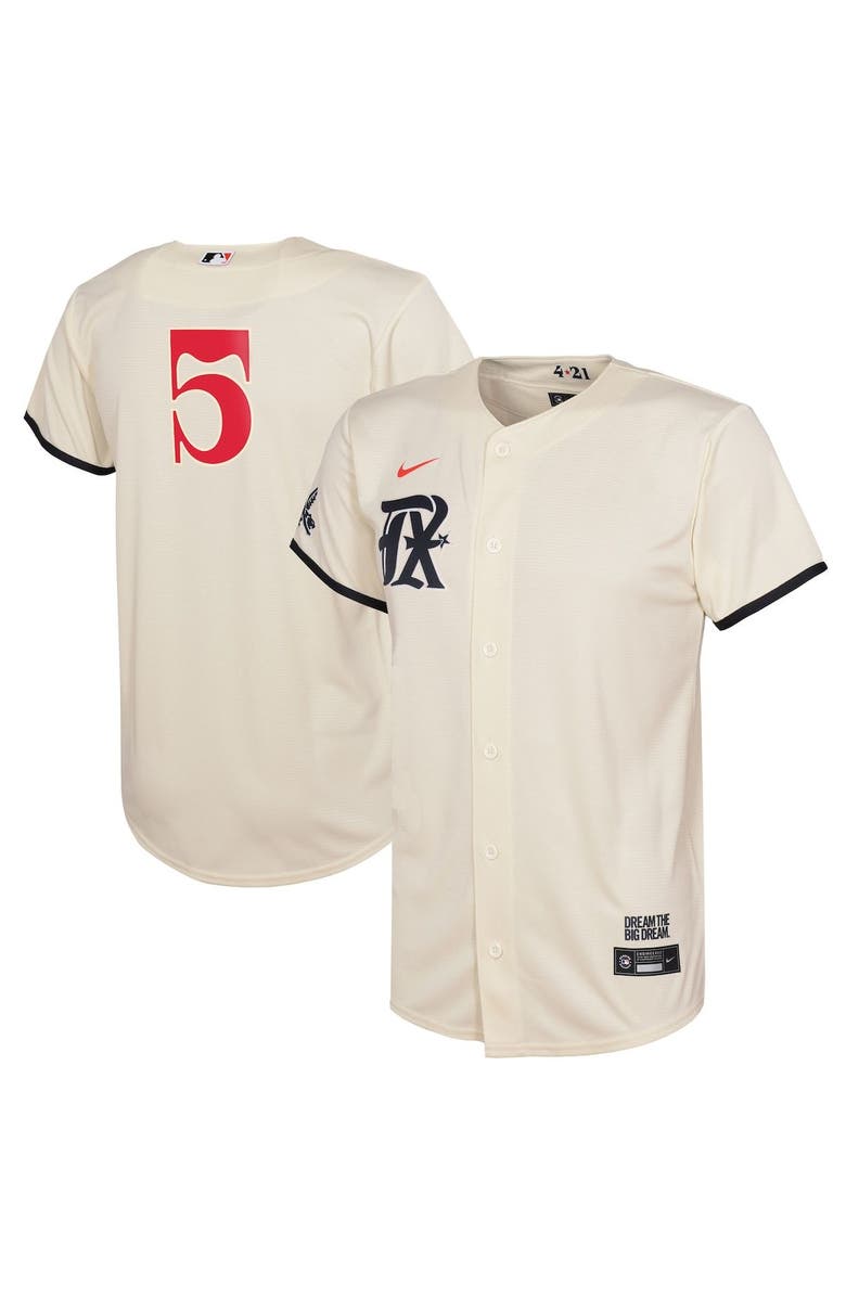 Nike Preschool Nike Corey Seager Cream Texas Rangers 2023 City Connect Replica Player Jersey, Main, color, 