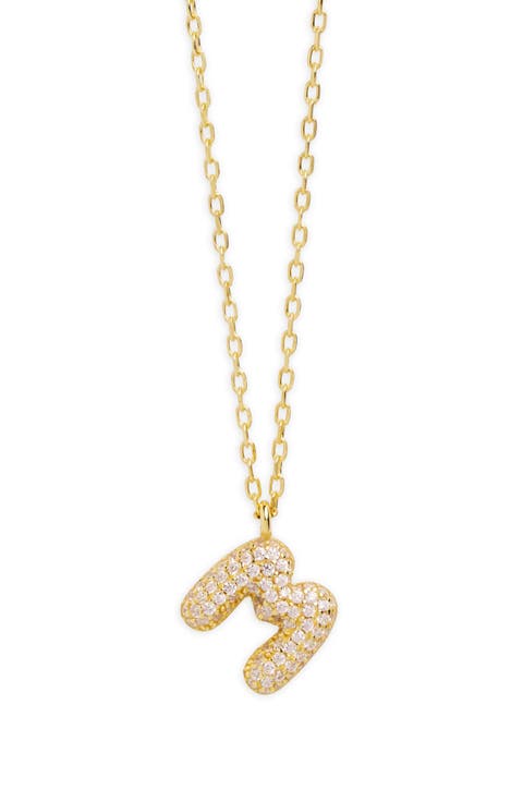 Cubic Zirconia Bubble Inital Pendant Necklace