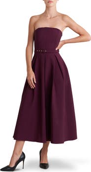 FREEMARKET Belted Strapless Midi Dress