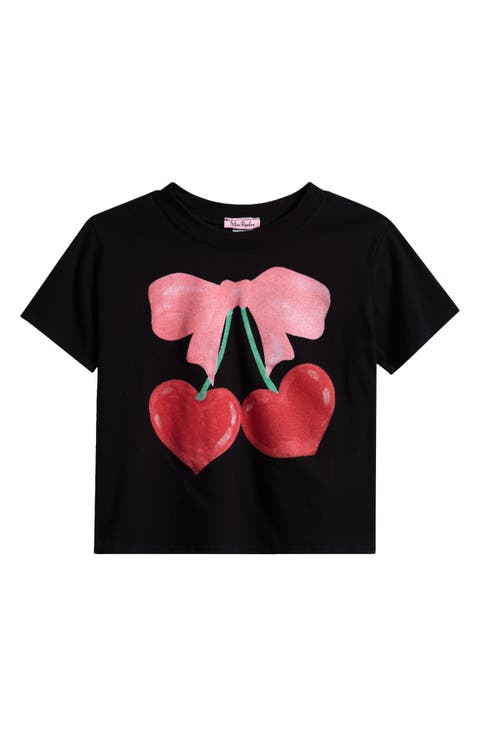 Kids' Cherry Bow Stretch Cotton Graphic T-Shirt (Big Kid)