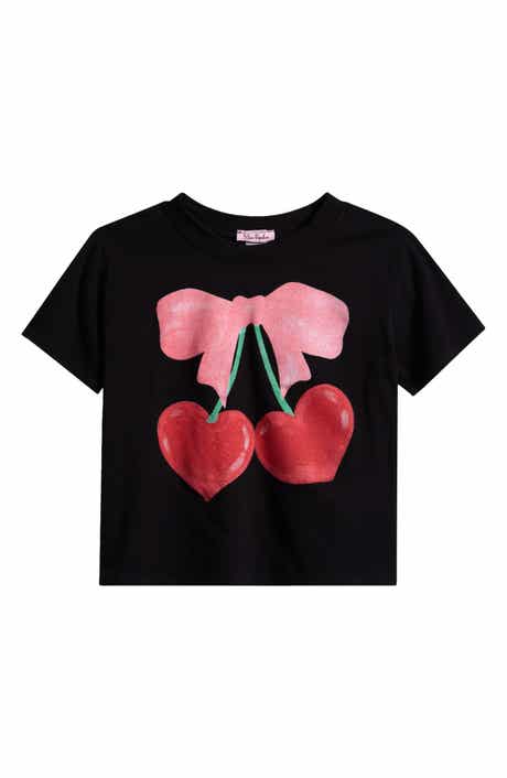 MISS POPULAR Kids' Cherry Bow Stretch Cotton Graphic T-Shirt