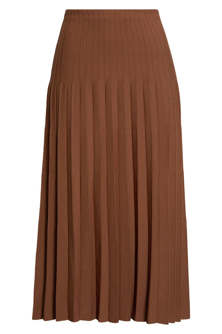 Lena Pleated Knit Maxi Skirt, Main, color, CIGAR