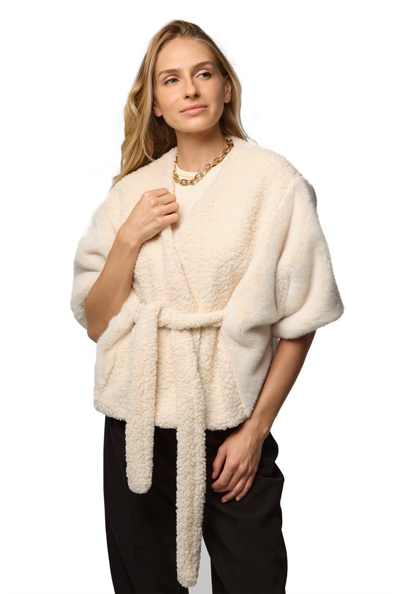 Faux Shearling Topper, Alternate, color, IVORY