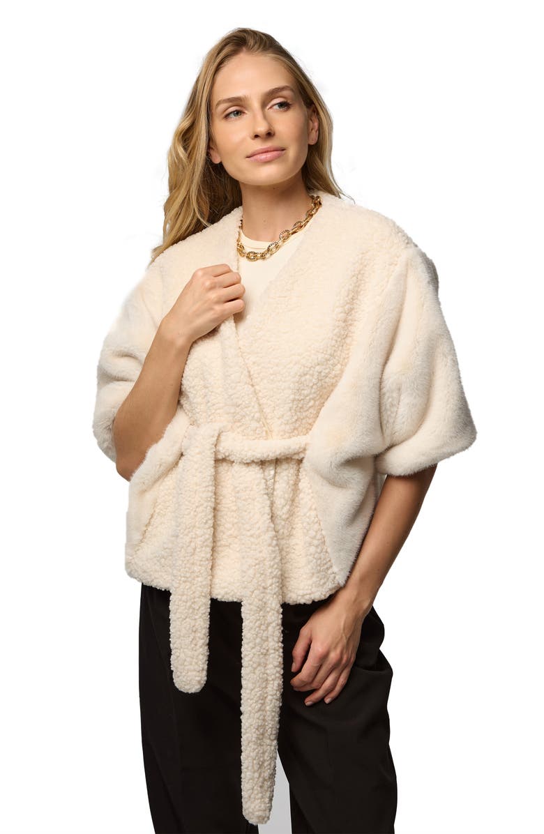 SAACHI Faux Shearling Topper, Alternate, color, Ivory