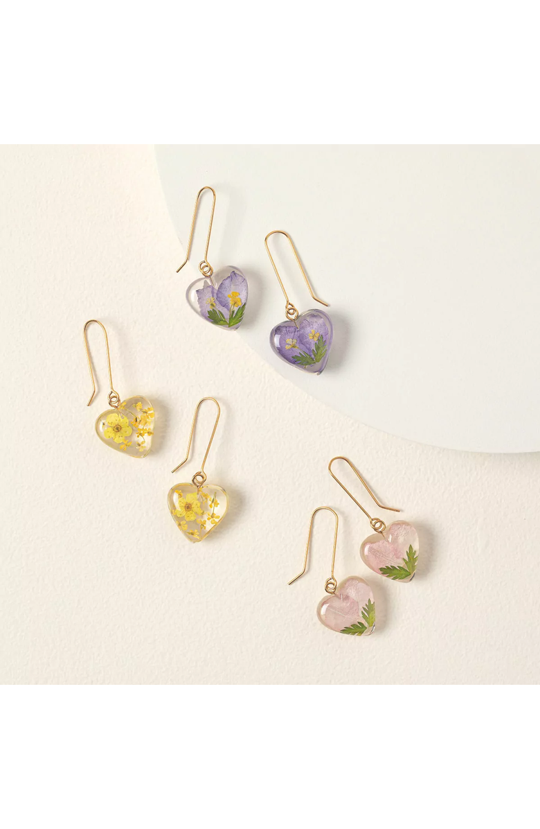 Uncommon Goods Birth Month Flower Heart Earrings by Belart, Main, color, Daisy