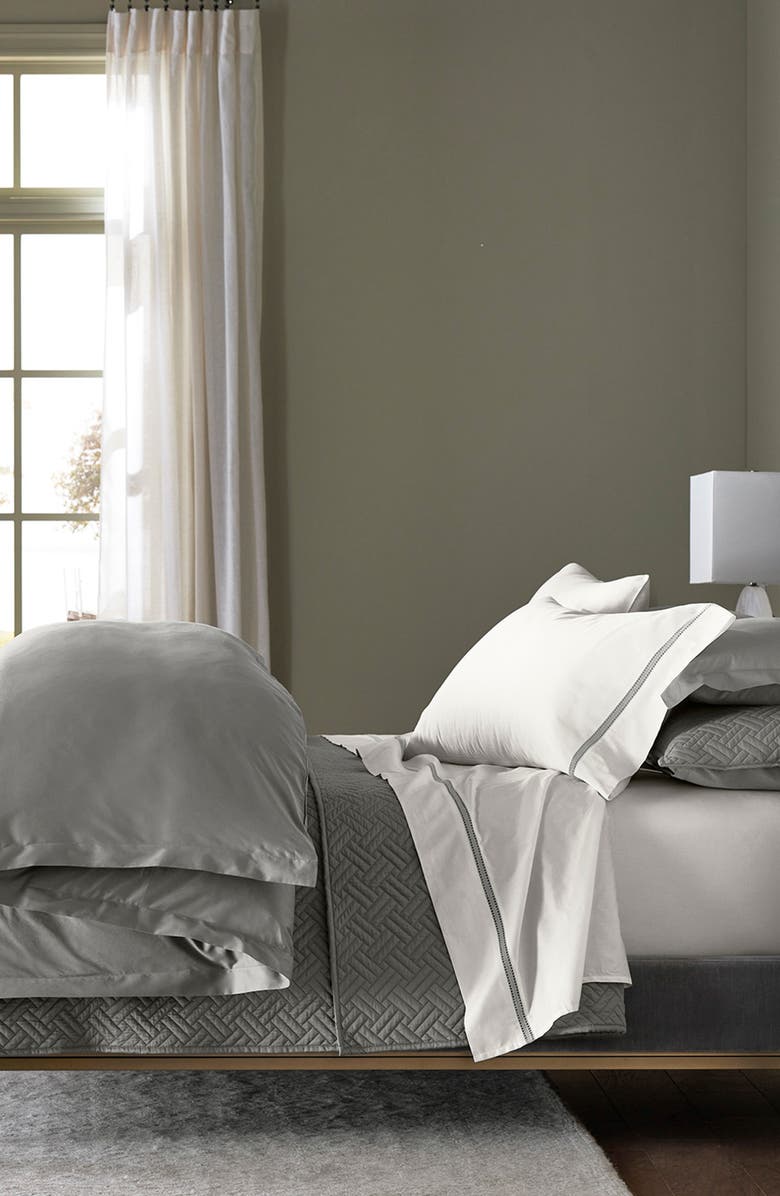 Boll & Branch Percale Hemmed 300 Thread Count Duvet Cover & Shams Set, Alternate, color, Stone